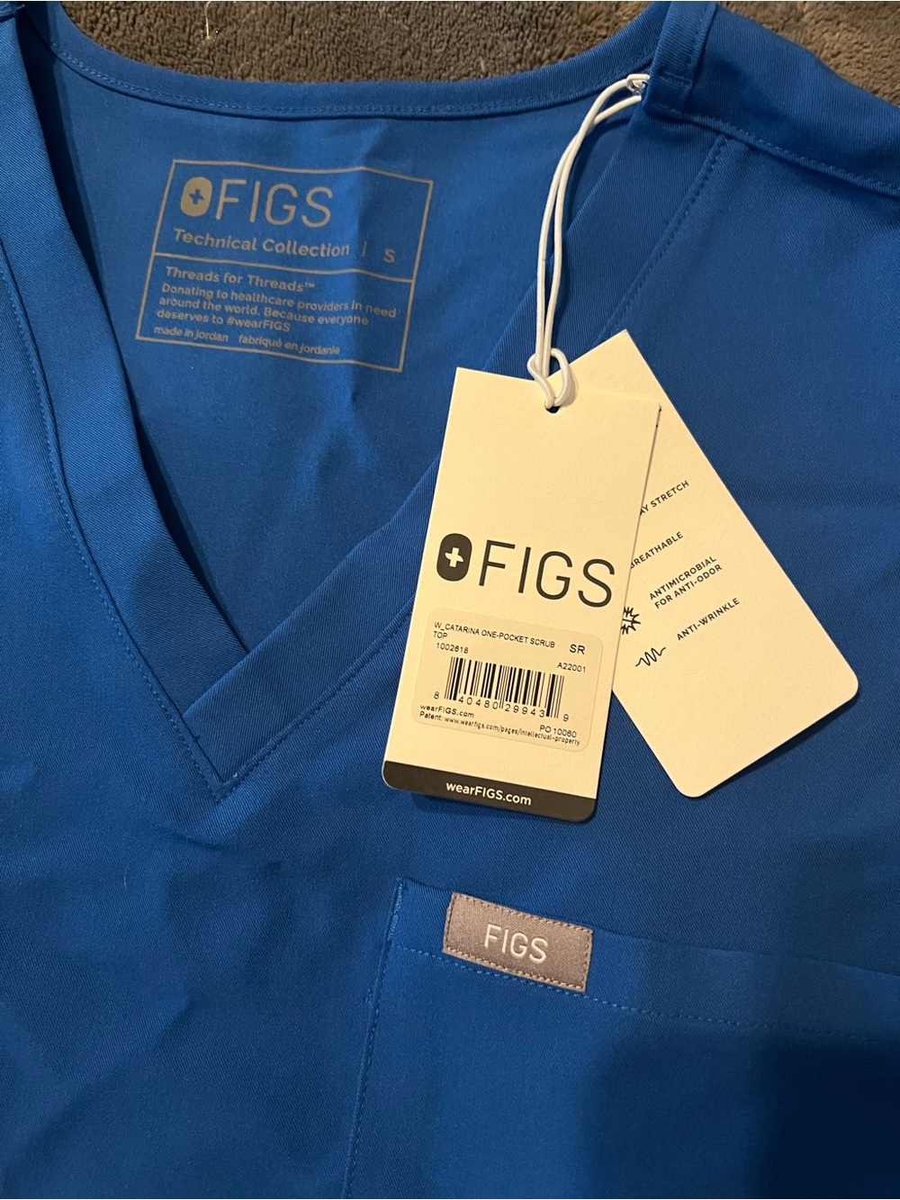 Figs Royal Blue Catarina Scrub Top NWT